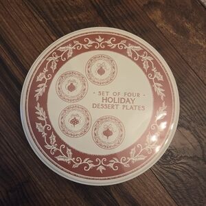 Holiday Dessert Plates Set - Red and White